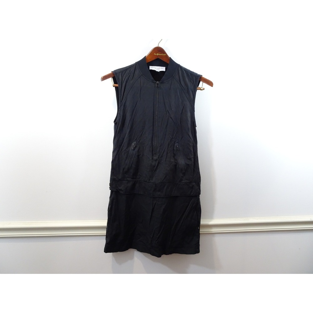Derek Lam 10C Athleta Black Sleeveless Zip Front Bomber Dress XS